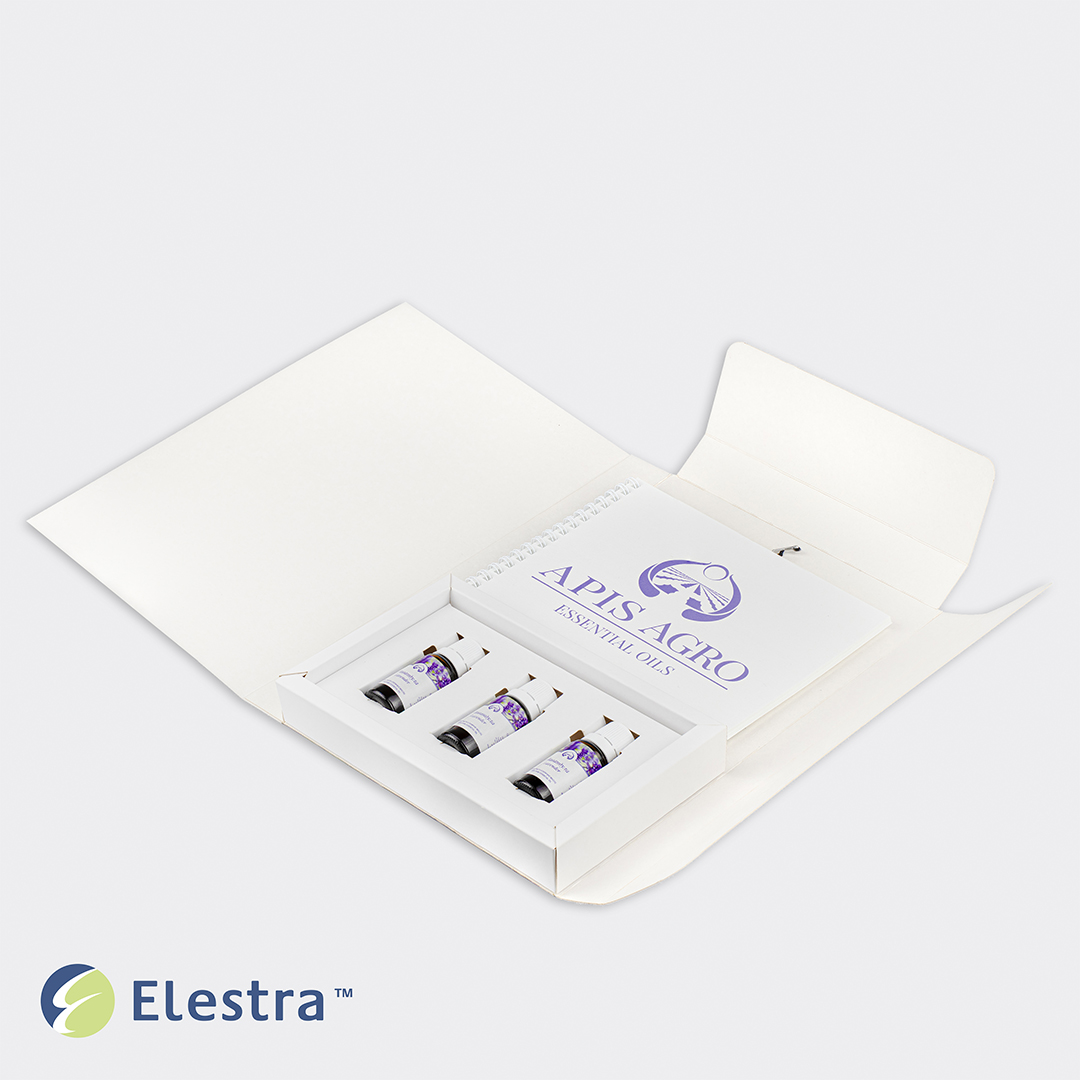 Presentation folder with products inside